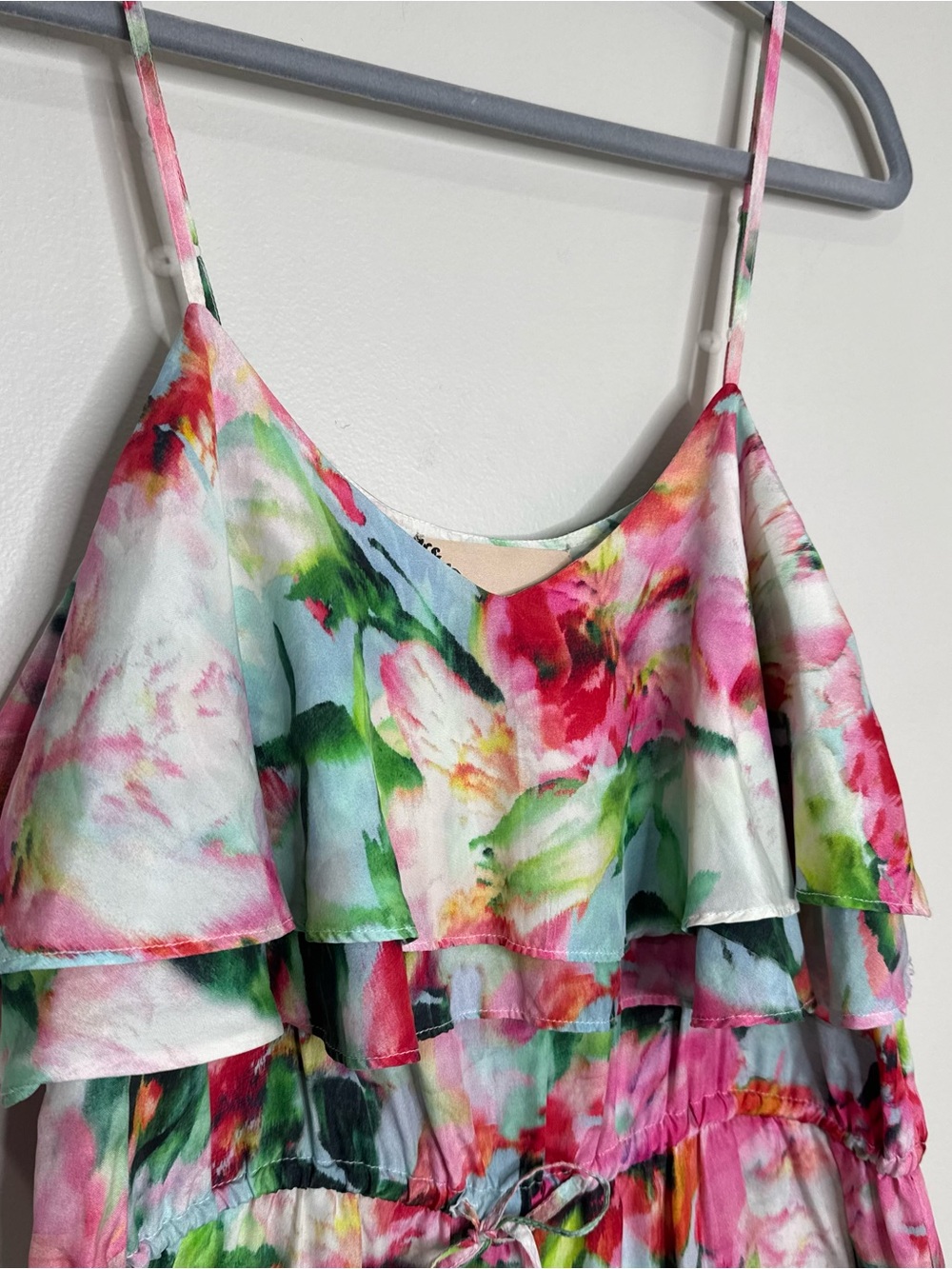 Anthro Fleur Wood 100% Silk Floral Wide Leg Sleeveless Wide Leg Jumpsuit Medium - Picture 2 of 11